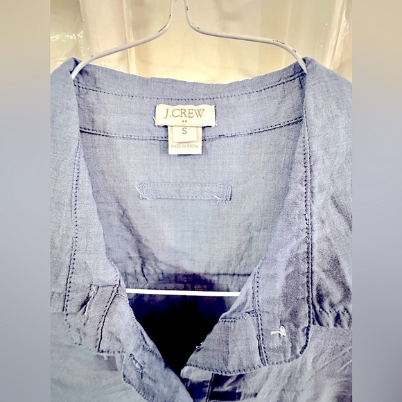 JCrew Chambray ¾th Button Down Long Sleeves [RollUp Button] Tunic Casual Blouse - Picture 4 of 13